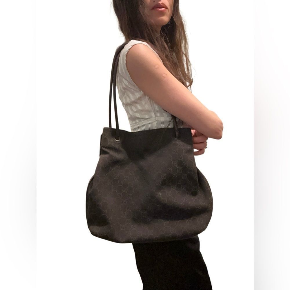 Gucci Dark chocolate brown Denim Monogram Shoulder Bag